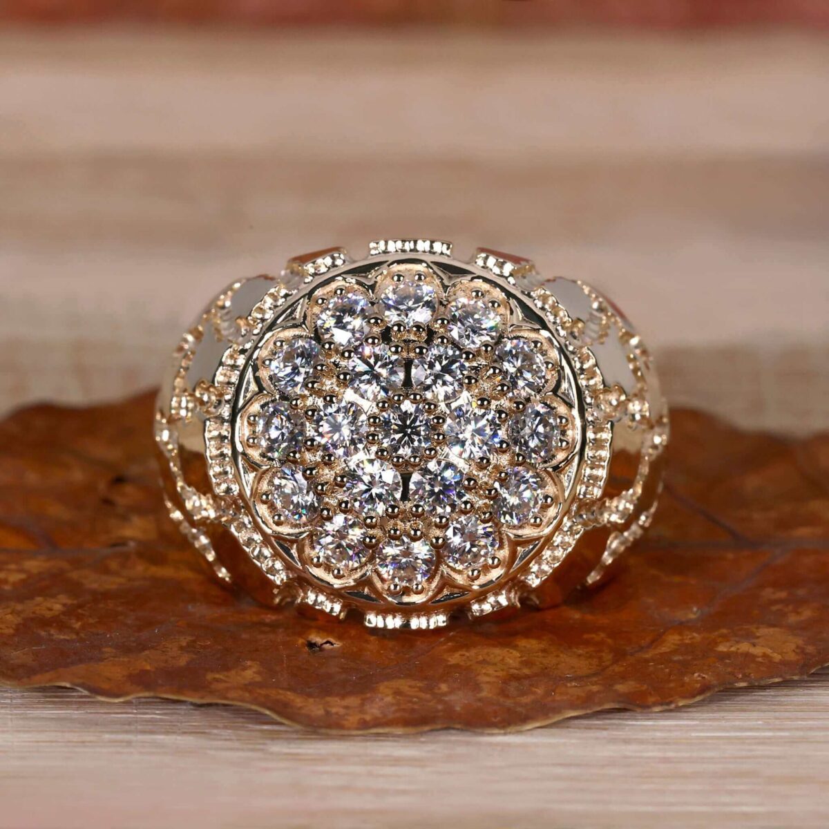 Noble Crest Round Diamond Signet Ring – View 1