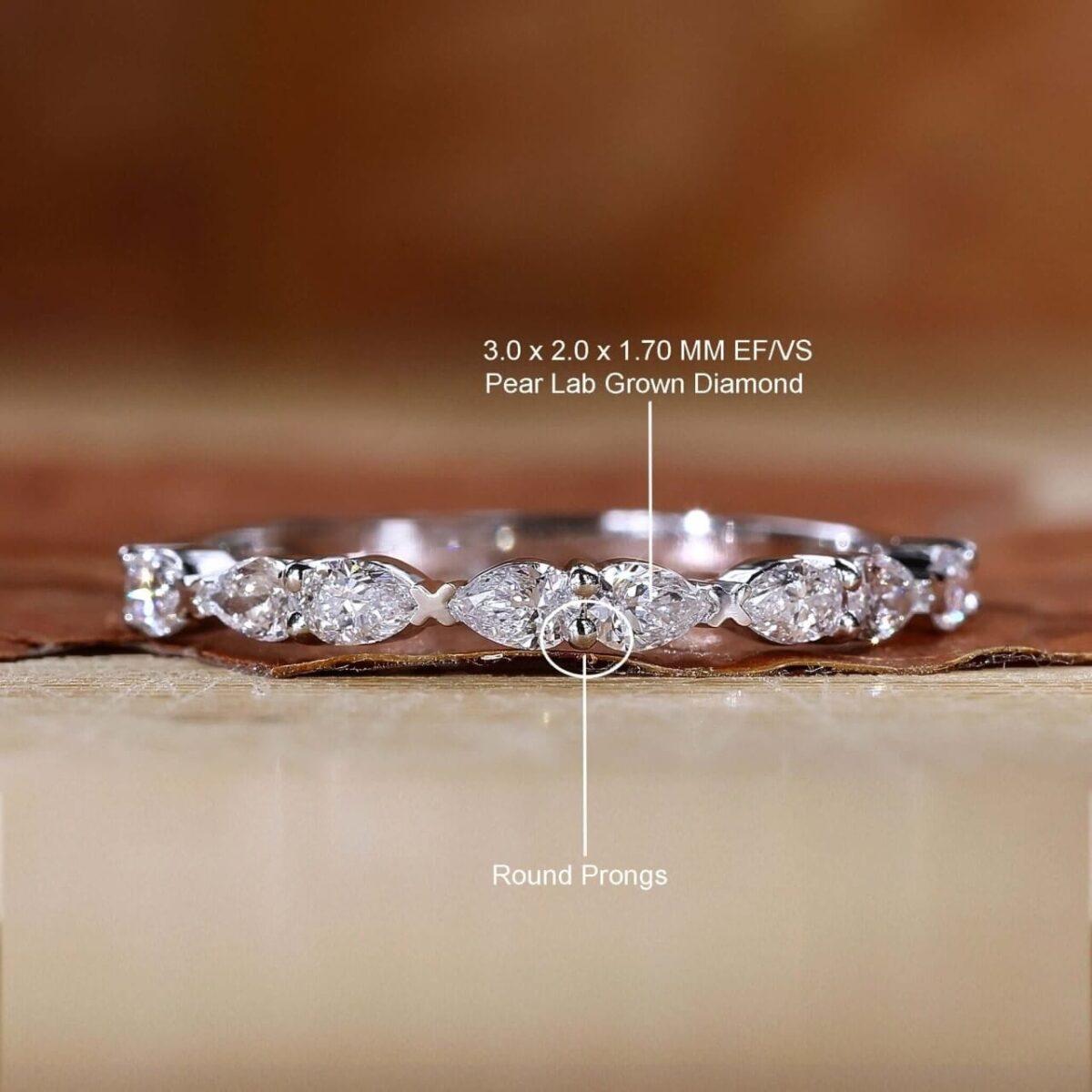 Radiant Heart Round Diamond Half Eternity Band – View 4