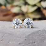 Refined Octagon: 2 Carat White Octagon Stud Earrings Refined Octagon Claw Earrings – View 1
