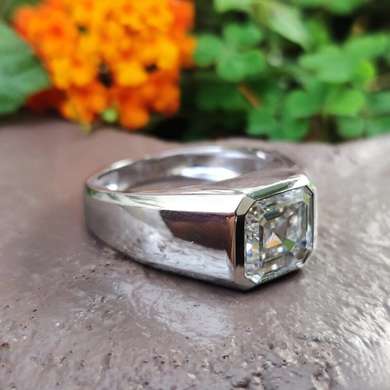 Regal Clarity 4.42 CT Asscher Bezel Engagement Ring – View 1