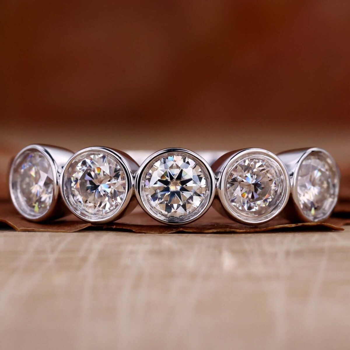 Serenity Five-Stone Round Diamond Wedding Ring – View 1