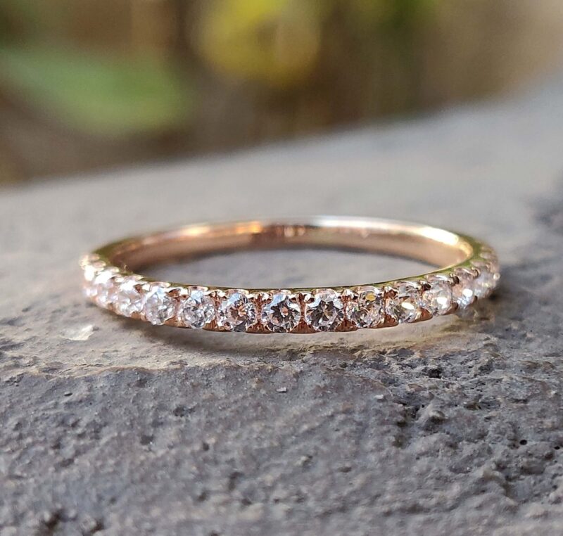 Shared Prong Round Moissanite Half Eternity Ring – View 1