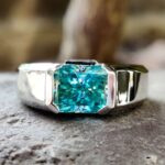 Triad Radiance 3.5 Carat Radiant Fancy Green Statement Ring 3.42 TCW Triad Radiance Men's Ring – View 1