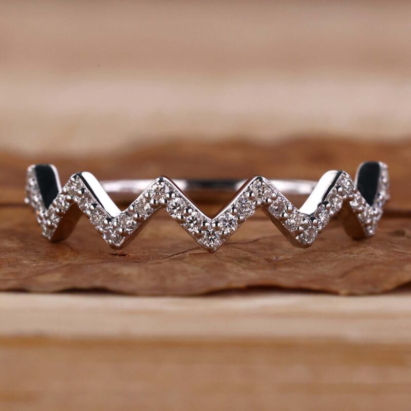 Zigzag Radiance Round Lab Diamond Wedding Band – View 1
