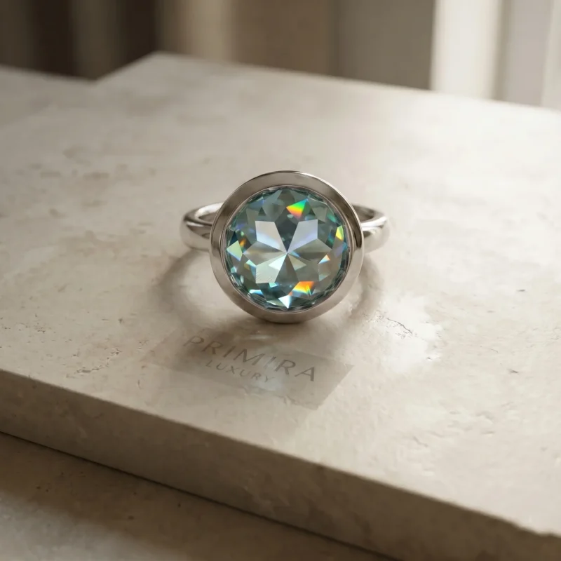 Eternal Glow 3.5 Carat Round Blue Moissanite Solitaire Ring