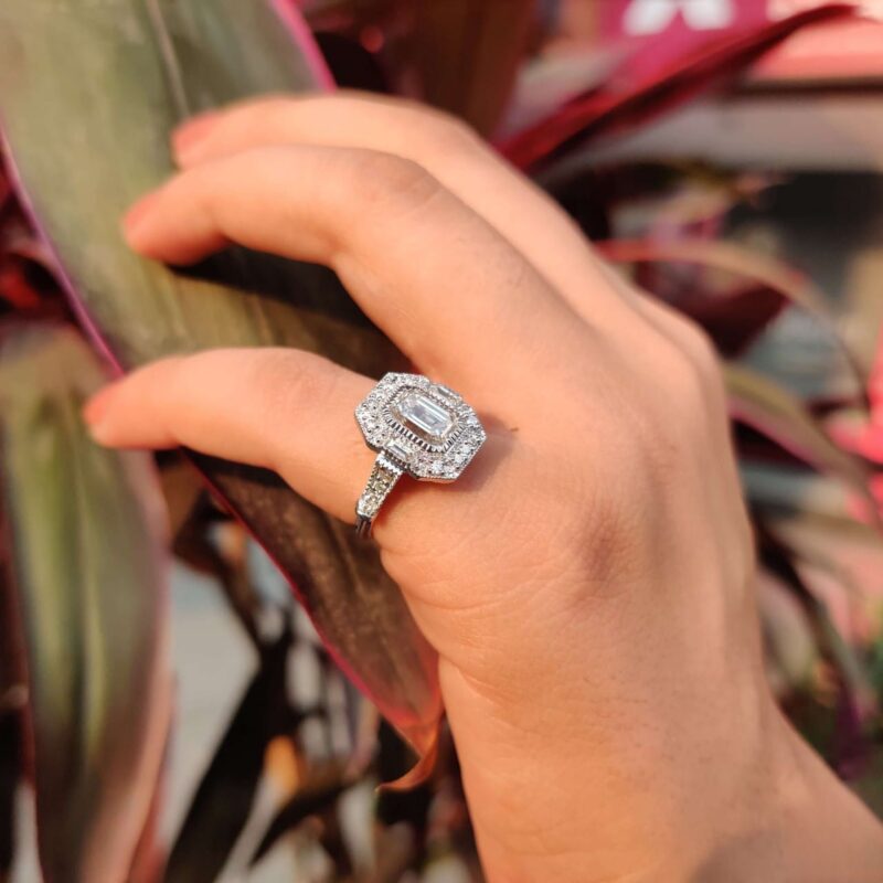 Antique Elegance 1.53 TCW Emerald-Cut Vintage Ring – View 5