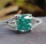 Azure Splendor Split Shank Cushion Moissanite Ring – View 6