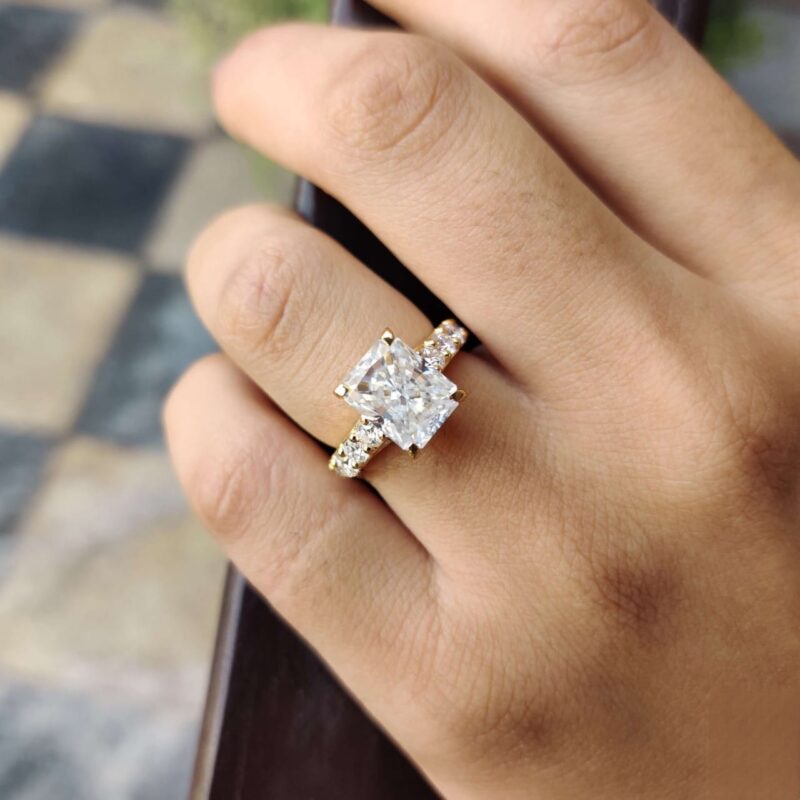 Brilliant Eternity 4.57 TCW Radiant-Cut Classic Ring – View 2