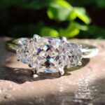 Celestial Harmony 2.41 TW Cushion and Halfmoon Moissanite Ring – View 1
