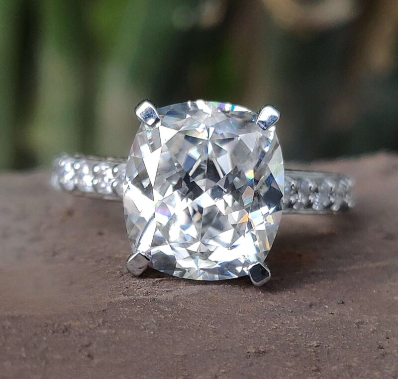 Eternal Bliss 4.15 TCW Cathedral Pave Cushion Ring – View 9