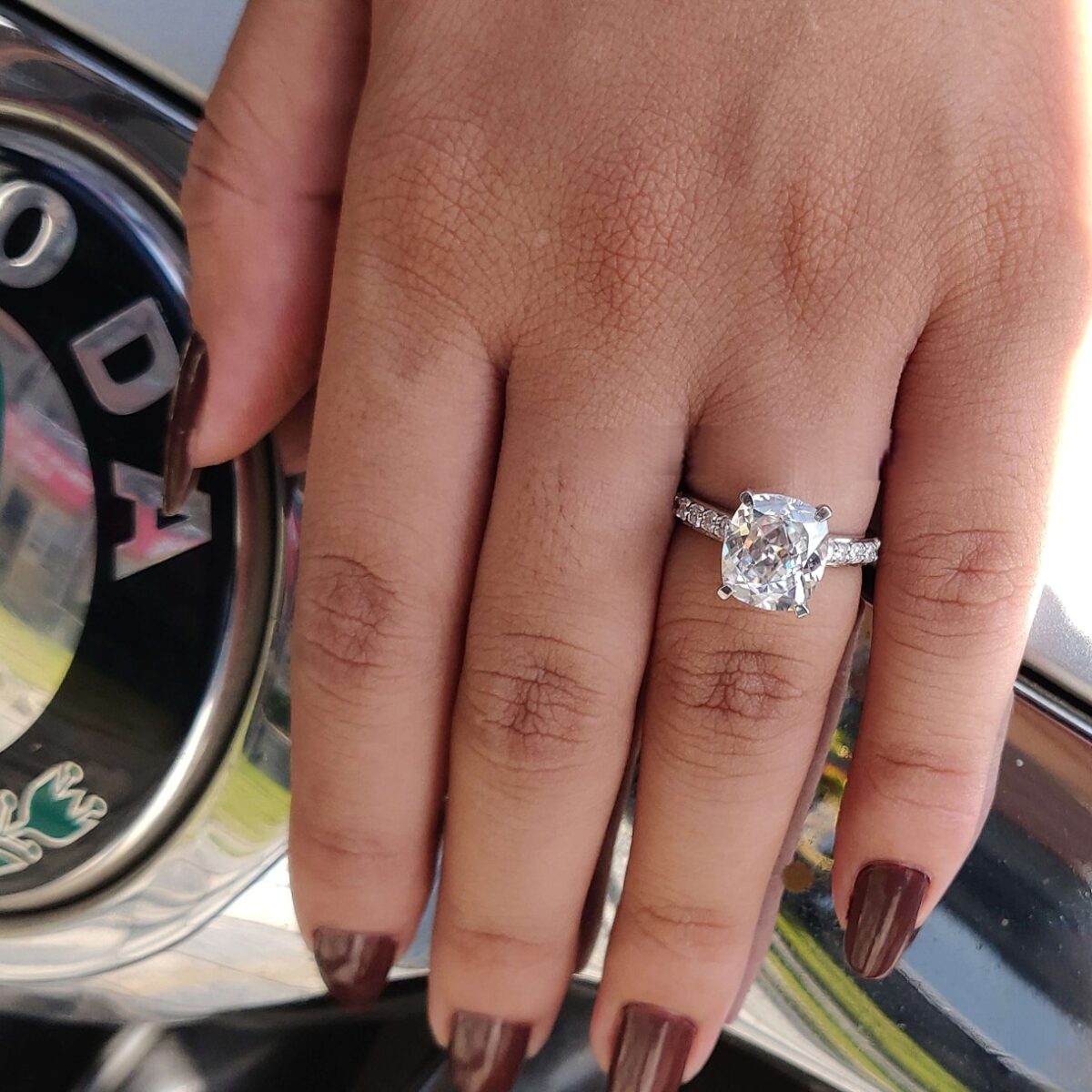 Eternal Bliss 4.15 TCW Cathedral Pave Cushion Ring – View 11