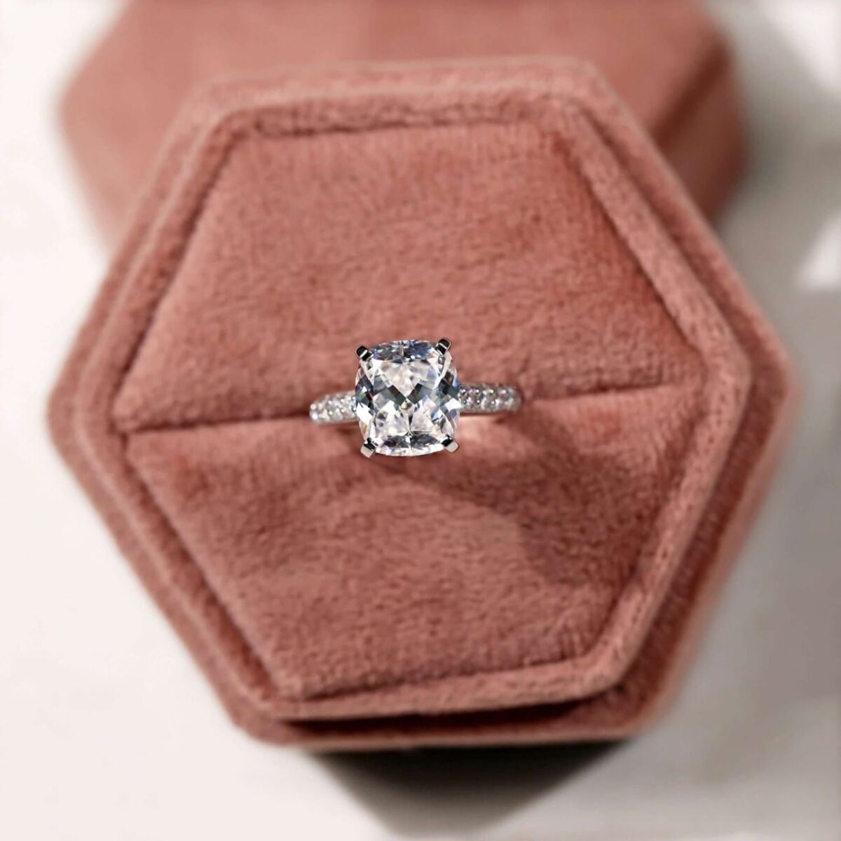 Eternal Bliss 4.15 TCW Cathedral Pave Cushion Ring – View 7