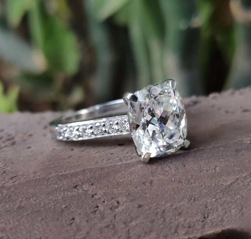 Eternal Bliss 4.15 TCW Cathedral Pave Cushion Ring – View 12