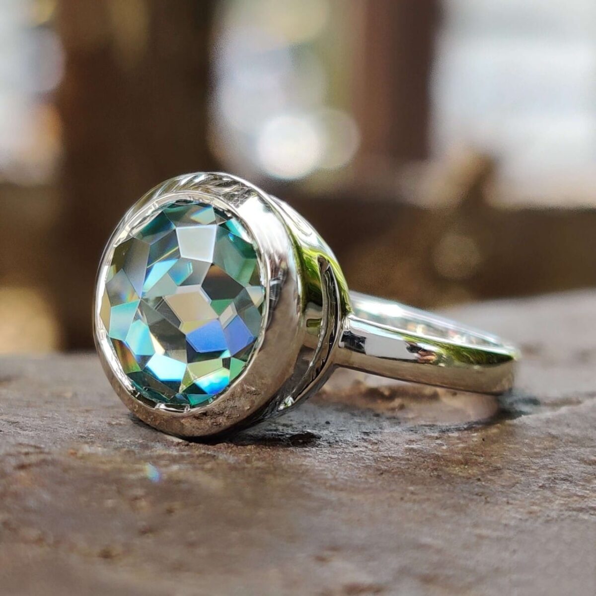 Eternal Glow 3.43 CT Bezel-Set Rose-Cut Solitaire Ring – View 1