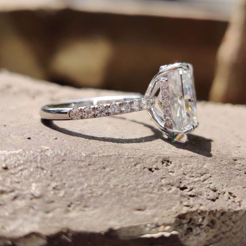 Frosted Brilliance 4.76 CT Radiant Petite Pave Ring – View 5