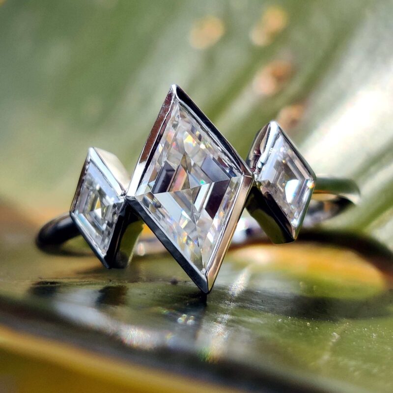Lozenge Elegance Trio Bezel Ring – View 5