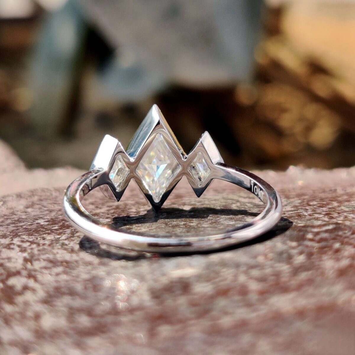 Lozenge Elegance Trio Bezel Ring – View 1