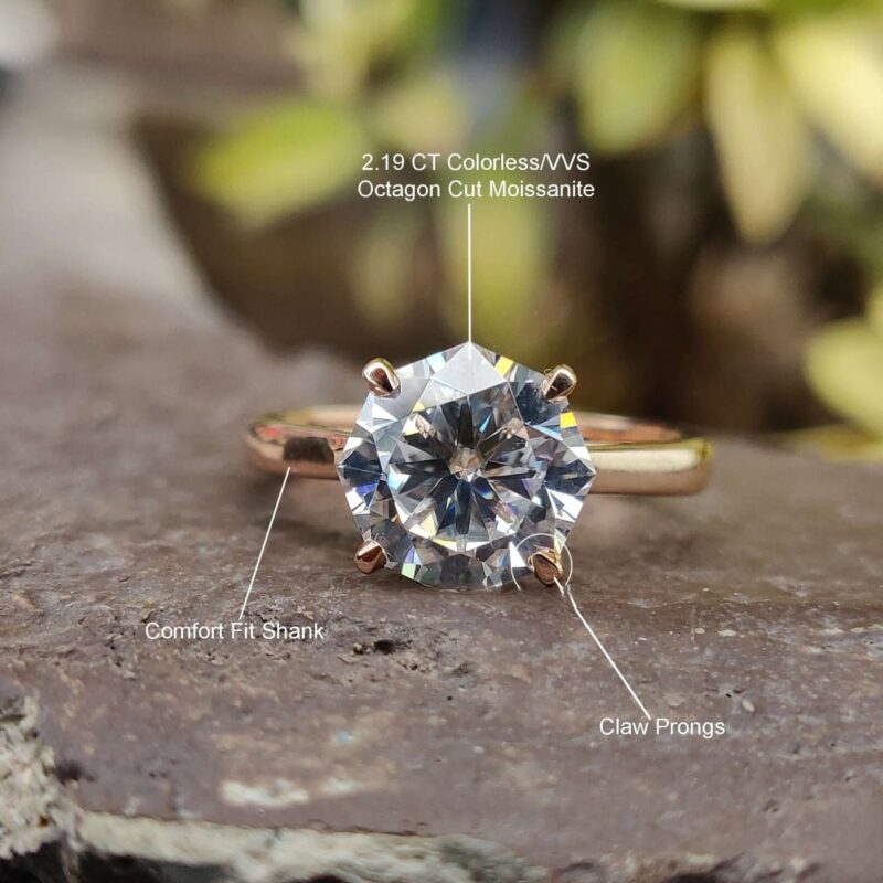 Majestic Simplicity 2.19 CT Octagon-Cut Moissanite Solitaire – View 6
