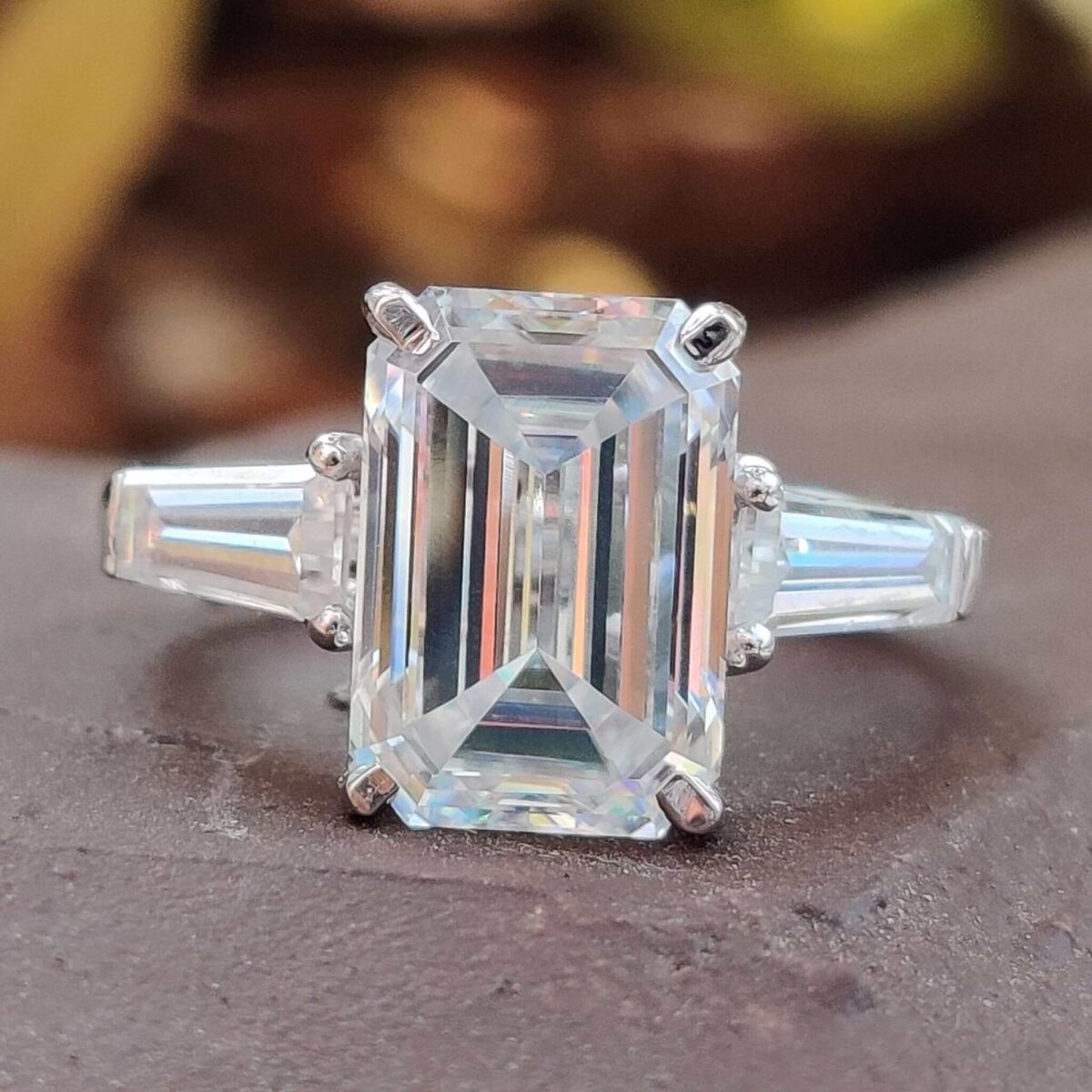 Regal Symphony 3.67 TW Emerald-Cut Three-Stone Ring – View 5