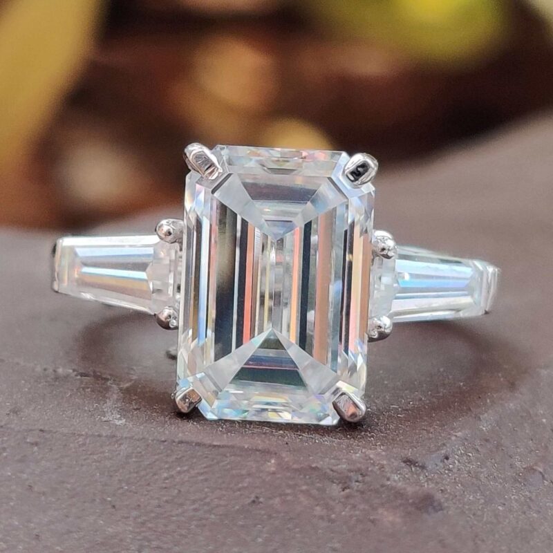 Regal Symphony 3.67 TW Emerald-Cut Three-Stone Ring – View 5
