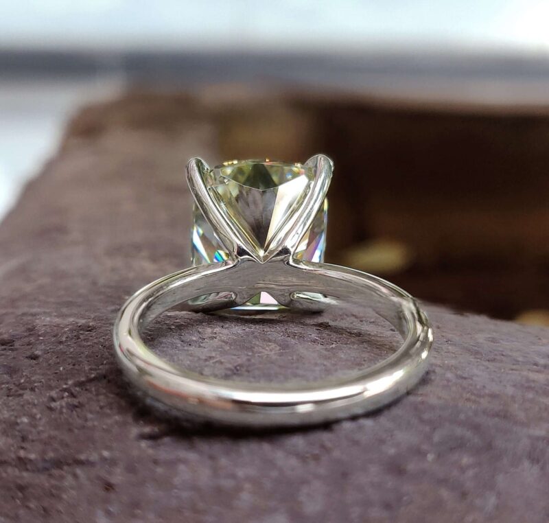 Sunlit Grace Light Yellow Cushion-Cut Solitaire Ring – View 4