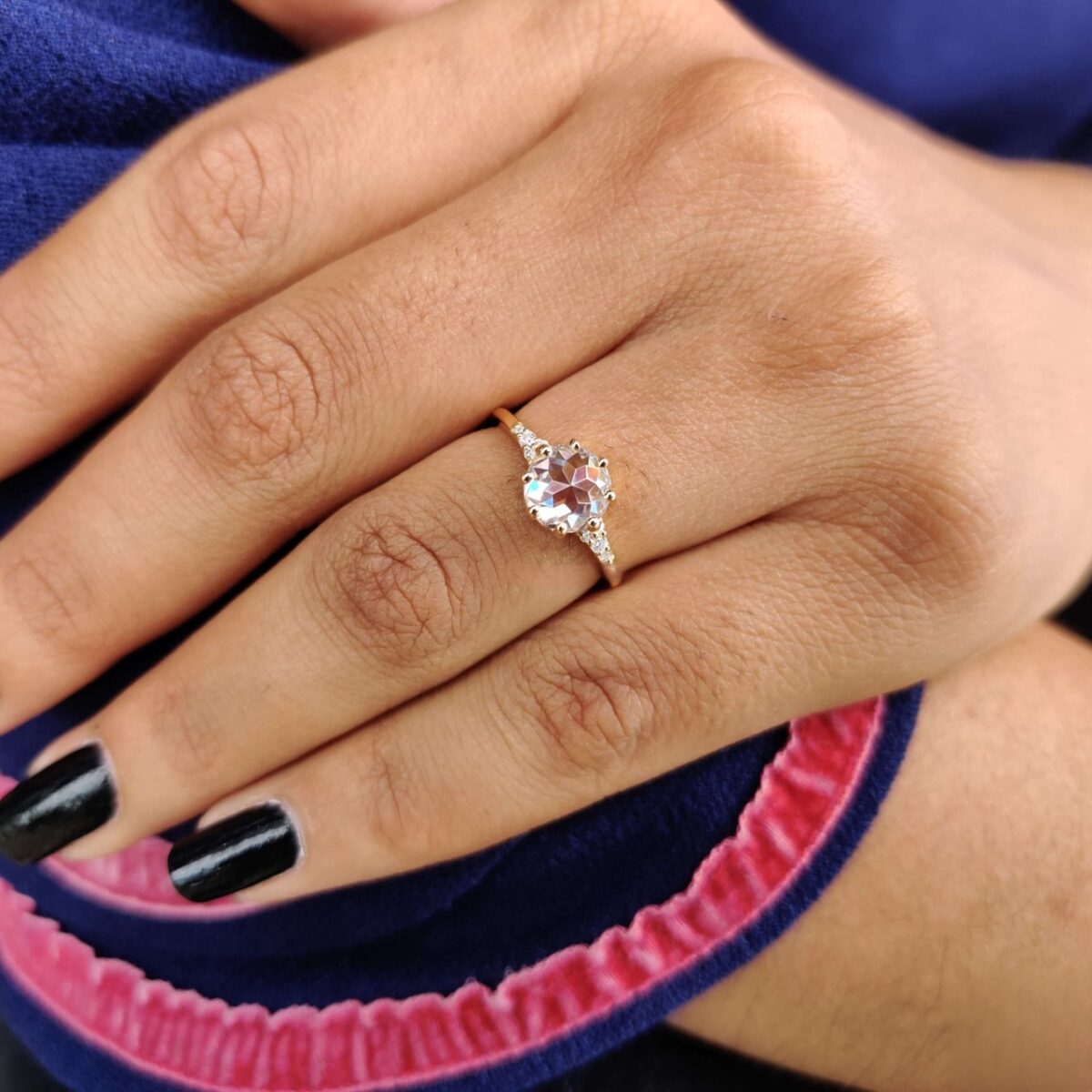 Whispering Elegance 1.33 TCW Rose-Cut Moissanite Solitaire – View 7