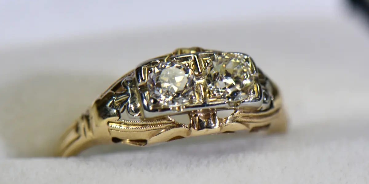 art deco diamond rings 13 Art Deco engagement ring featuring geometric design with vintage-inspired diamond setting