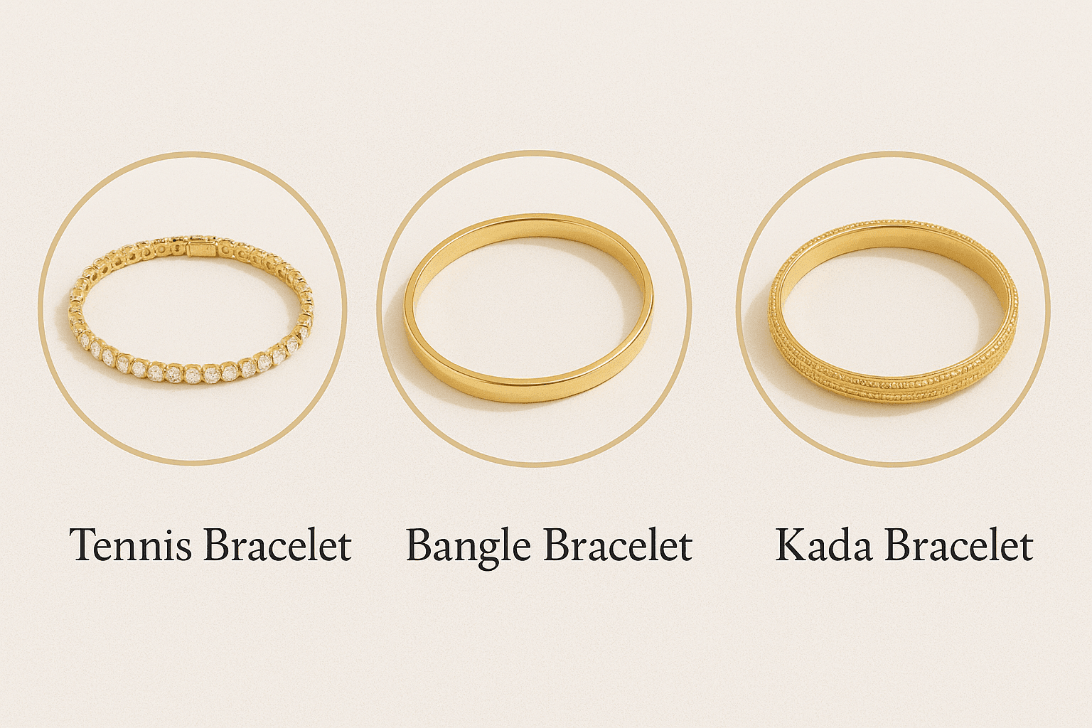 Variety of lab grown diamond bracelets in multiple gold tones for everyday and festive wear
