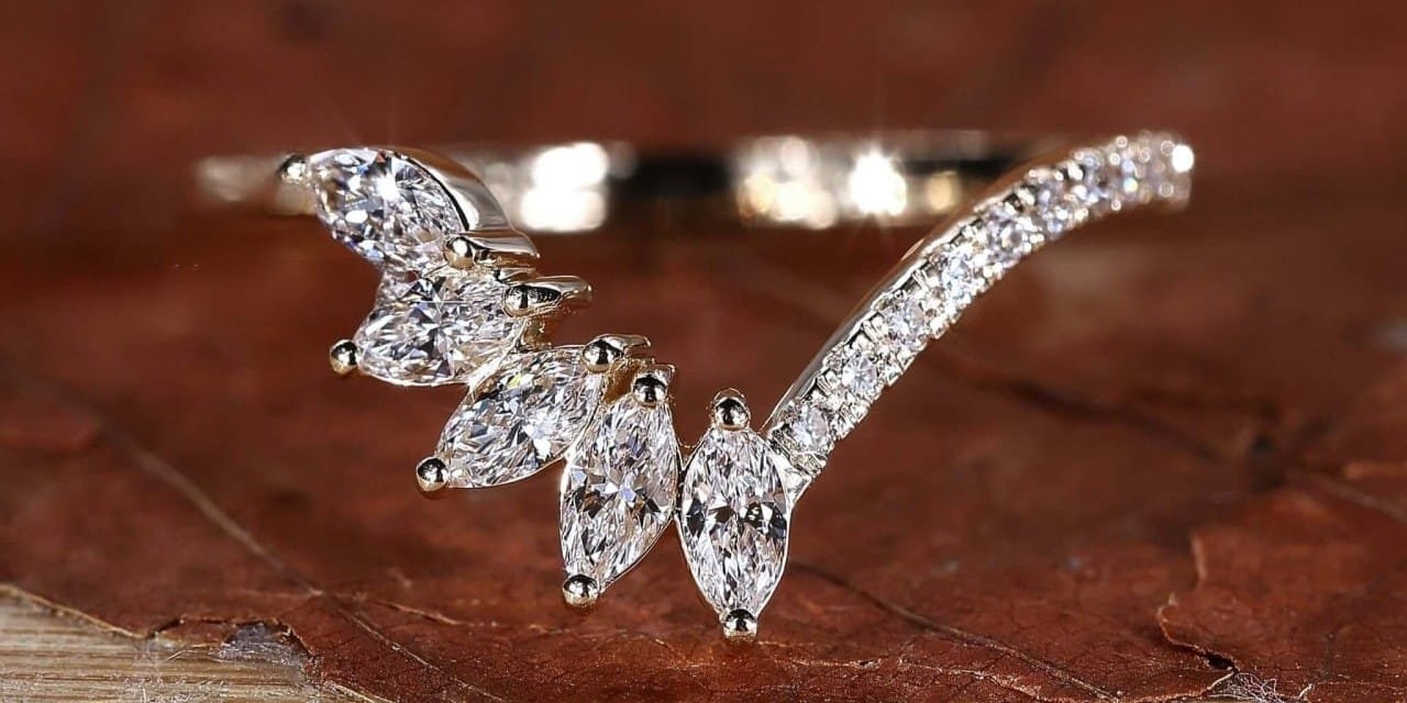 marquise cut engagement ring 1 Marquise diamond engagement ring showcasing elongated shape and sparkle