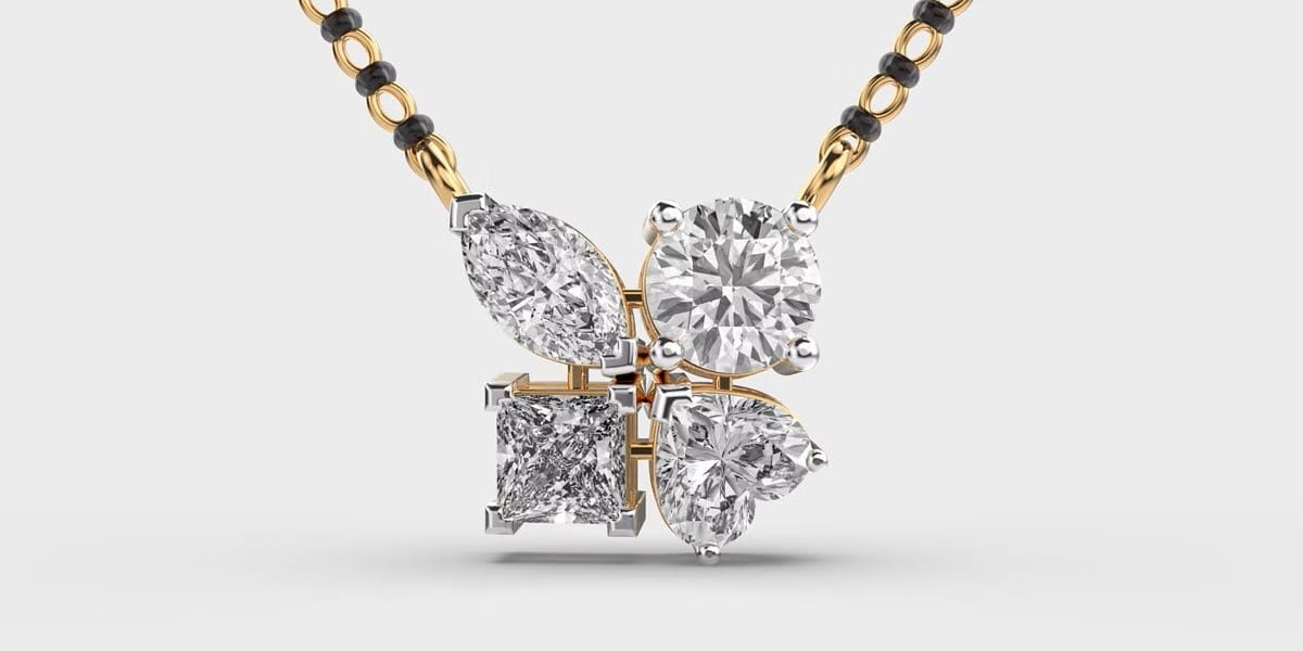 how to style your diamond mangalsutra pendant for every occasion 1 Gold mangalsutra pendant featuring floral design with small diamonds