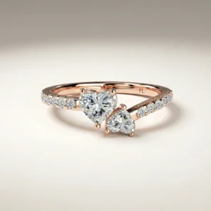 Lab Grown Diamond Heart Toi et Moi Bypass Ring 14K Gold 0.89 CTW
