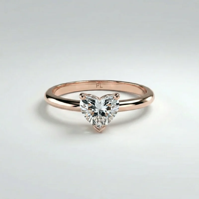 Heart solitaire 1 carat lab grown diamond engagement ring in yellow gold