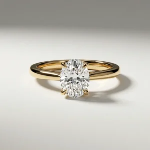 Lab Grown Diamond Oval Solitaire Yellow Gold Ring 1.00 CT