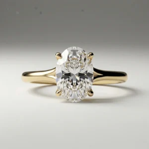 1 Carat Lab Grown Diamond Oval Solitaire Aurel Ring in 14K Yellow Gold