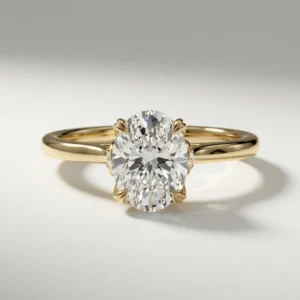 1.05 CTW Lab Grown Diamond Oval Lotus Solitaire Ring in 14K Gold