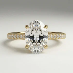 1.218 ctw Lab Grown Diamond Oval Pavé Solitaire Aurel Ring 14K Gold