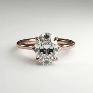 Lab Grown Diamond Oval Aria Hidden Accent Solitaire Ring 1.01 ctw in 18K Rose Gold