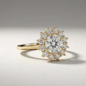 1.04ctw Lab Grown Round Brilliant Halo Ring 14K Gold