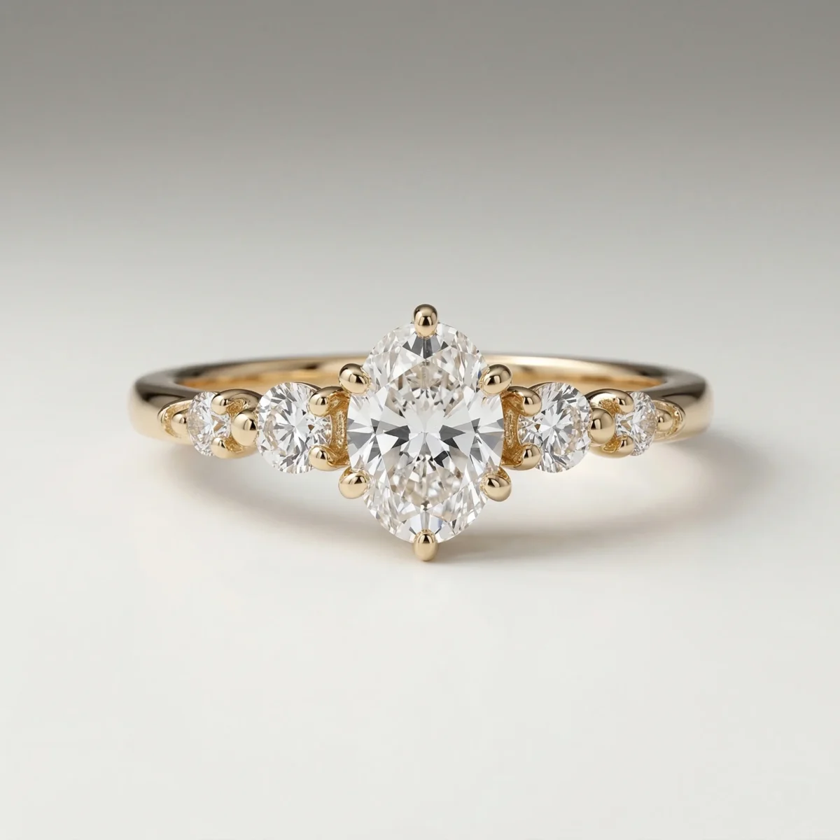 Aurelle – Oval Graduated Shoulder Lab Grown Diamond Engagement Ring Online | Primira Luxury