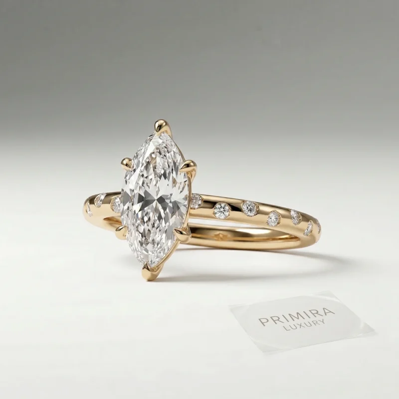 Virella – Marquise Pavé Solitaire Lab Grown Diamond Engagement Ring