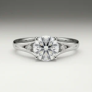 1.03 ctw Lab Grown Diamond Round Three-Stone Tapered Ring in 14K White Gold