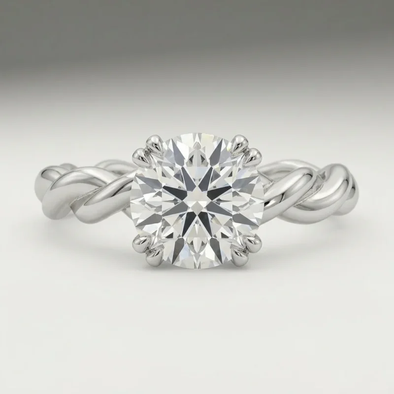 Heliora – Round Twisted Shank Lab Grown Diamond Engagement Ring