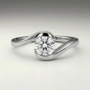 Lab Grown Diamond Round Tension Bypass Ring 14K White Gold 0.80 CT