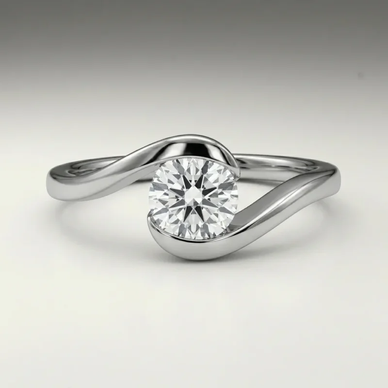 Aeris – Round Bypass Solitaire Lab Grown Diamond Engagement Ring