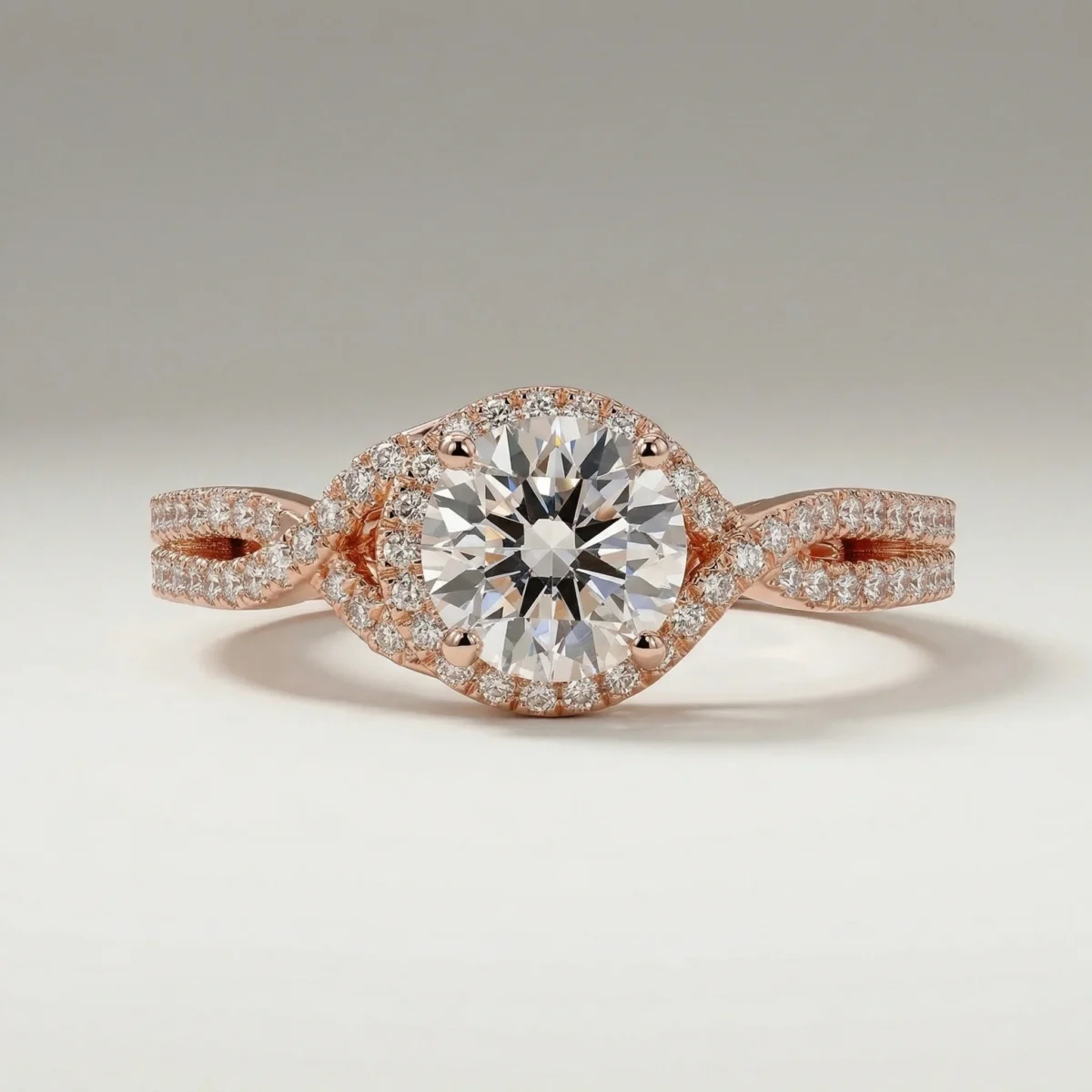 Aurelia – Round Twisted Halo Lab Grown Diamond Engagement Ring Online | Primira Luxury