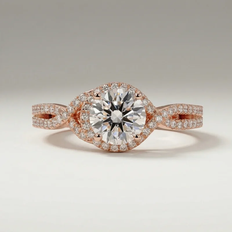 Aurelia – Round Twisted Halo Lab Grown Diamond Engagement Ring