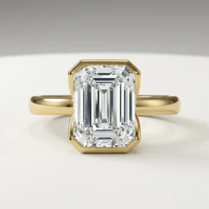 1.00ct Lab Grown Diamond Emerald Cut Bezel Solitaire Ring