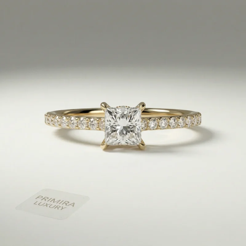 Aureli – Princess Solitaire Pavé Lab Grown Diamond Engagement Ring