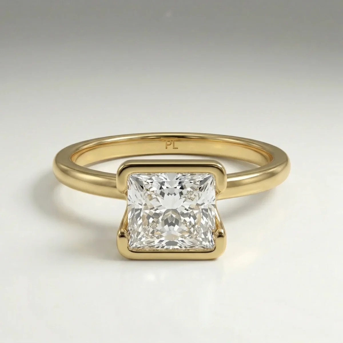 Aurex – Princess Bezel Solitaire Lab Grown Diamond Engagement Ring Online | Primira Luxury