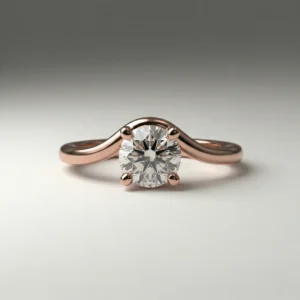 Lab Grown Diamond Round Brilliant Bypass Solitaire 14K Rose Gold Ring 1.00 CT